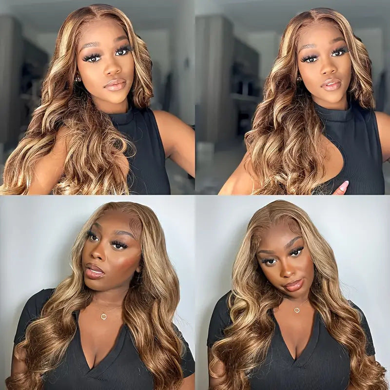 Women's Curly Lace Front Wig with Piano Color Waves