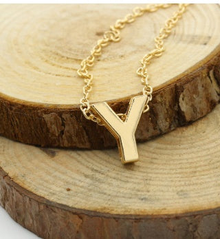3D Bubble Initial Necklace – Gold Plated A-Z Letter Pendant (Stainless Steel, Dainty Personalized Jewelry)