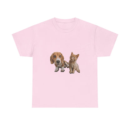 Amigos peludos amantes de las mascotas unisex camiseta de algodón pesado