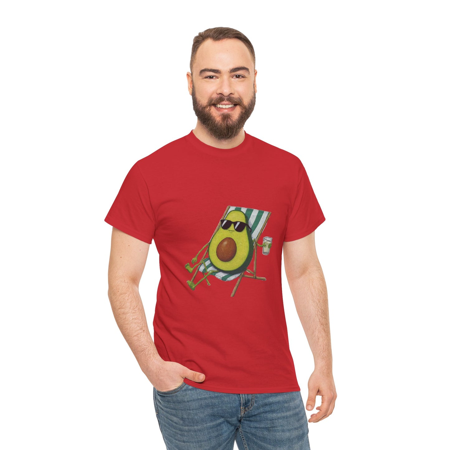 Camiseta unisex de algodón pesado con estampado de aguacate: comodidad y estilo para todos los días