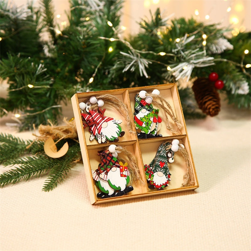 Christmas Decoration Wooden Colorful Christmas Tree Ornaments For The Elderly