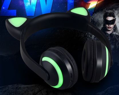 Wireless Cat Ear Headphones with Noise Reduction & LED Light