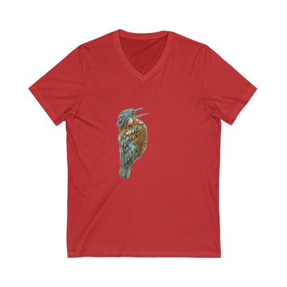 Bird Print Unisex V-Neck Jersey Tee: Canadian Comfort