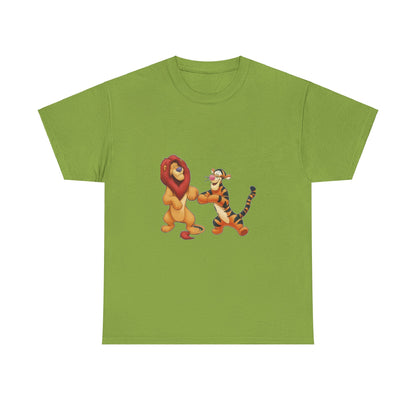 león y tigre unisex camiseta de algodón pesado