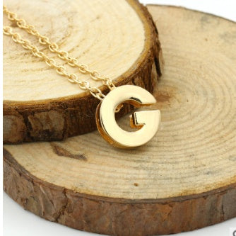 3D Bubble Initial Necklace – Gold Plated A-Z Letter Pendant (Stainless Steel, Dainty Personalized Jewelry)