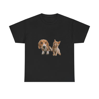 Amigos peludos amantes de las mascotas unisex camiseta de algodón pesado