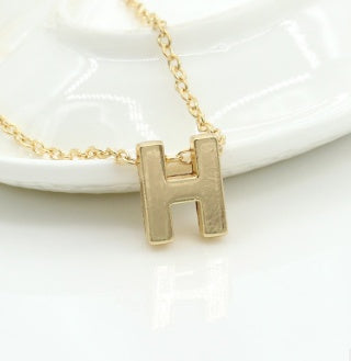 3D Bubble Initial Necklace – Gold Plated A-Z Letter Pendant (Stainless Steel, Dainty Personalized Jewelry)