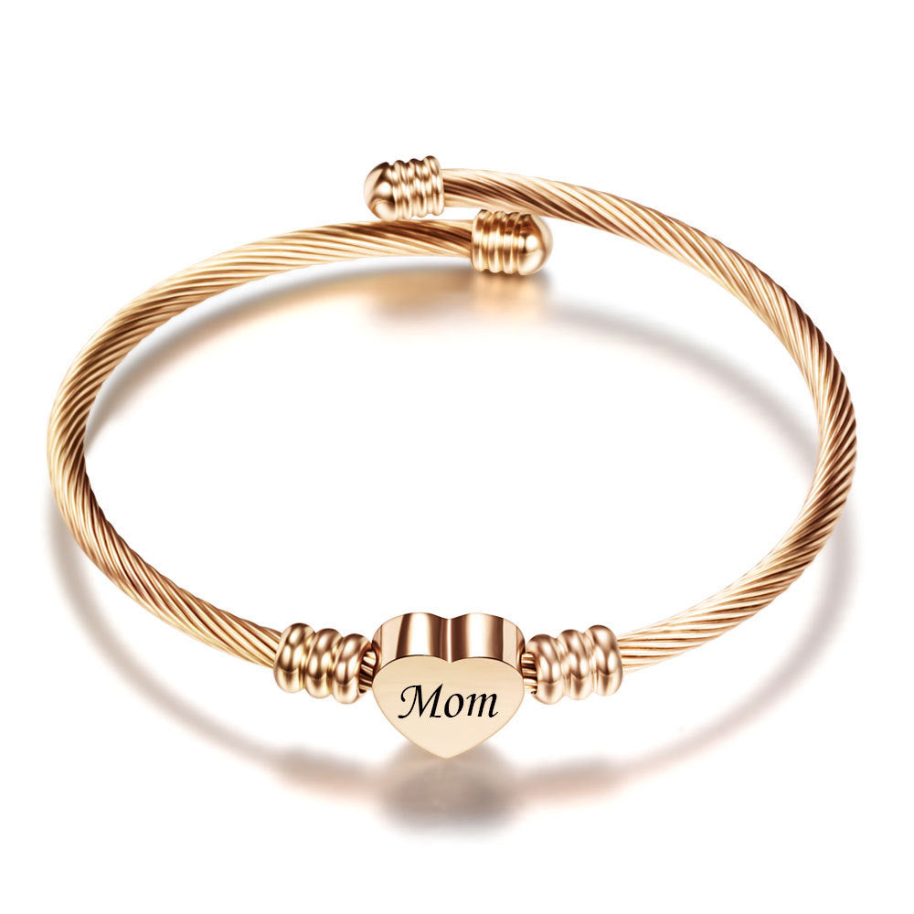 Pulsera Trenzada de Acero Inoxidable - Diseño Mamá