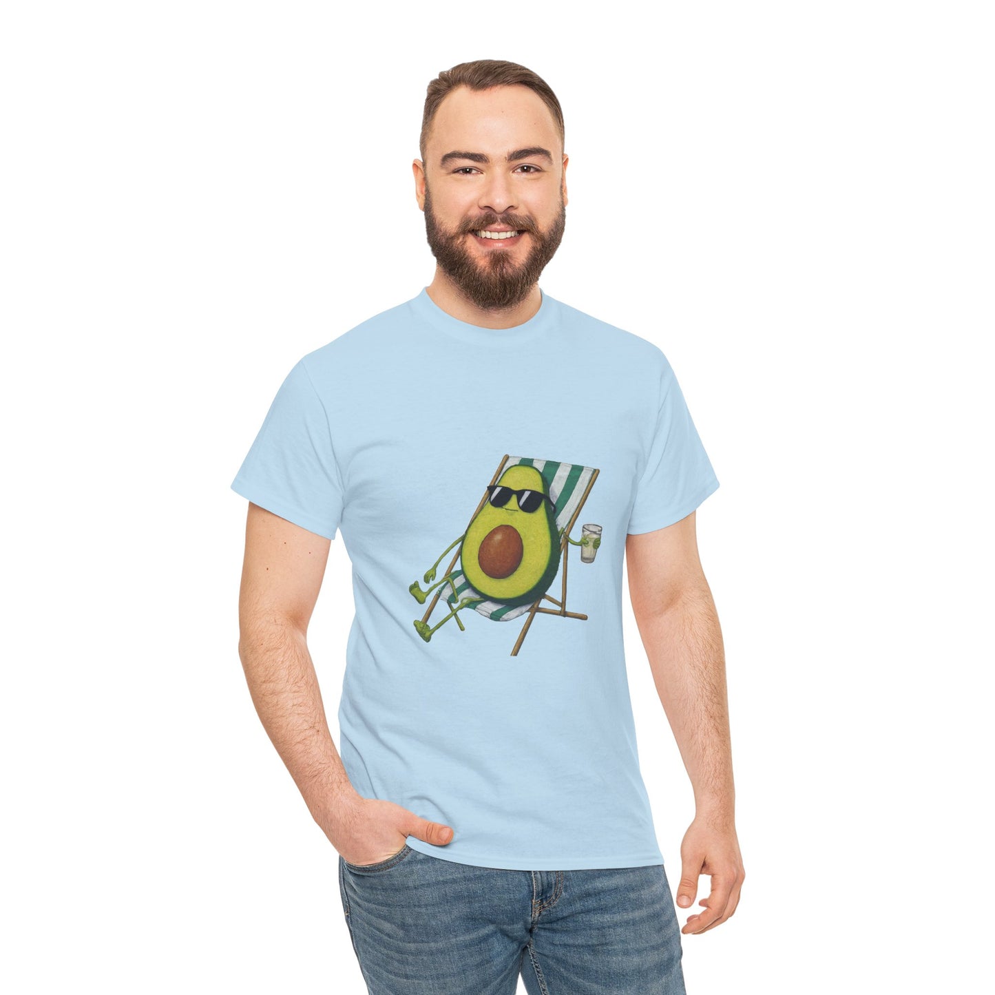 Camiseta unisex de algodón pesado con estampado de aguacate: comodidad y estilo para todos los días