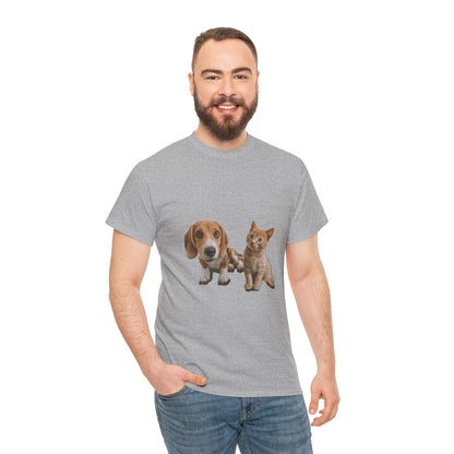 Amigos peludos amantes de las mascotas unisex camiseta de algodón pesado