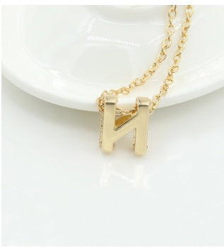 3D Bubble Initial Necklace – Gold Plated A-Z Letter Pendant (Stainless Steel, Dainty Personalized Jewelry)