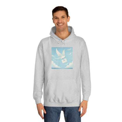 Bird Envelope College Hoodie - Pastel Romantic Minimalistic Design