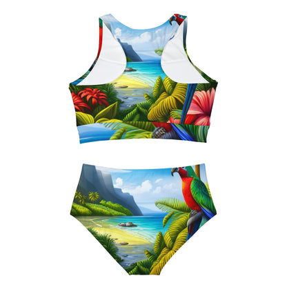 Conjunto de bikini deportivo con sabor a isla 