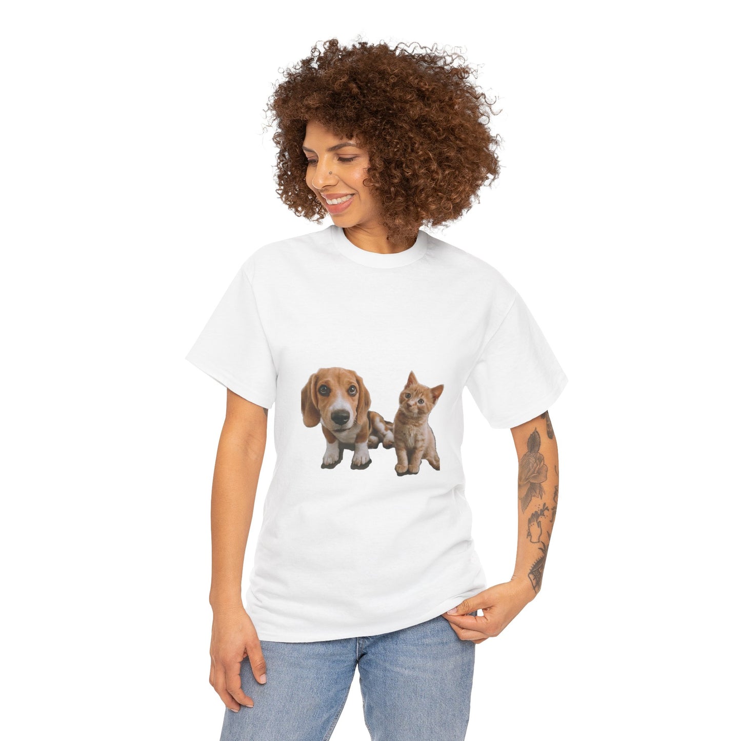 Amigos peludos amantes de las mascotas unisex camiseta de algodón pesado