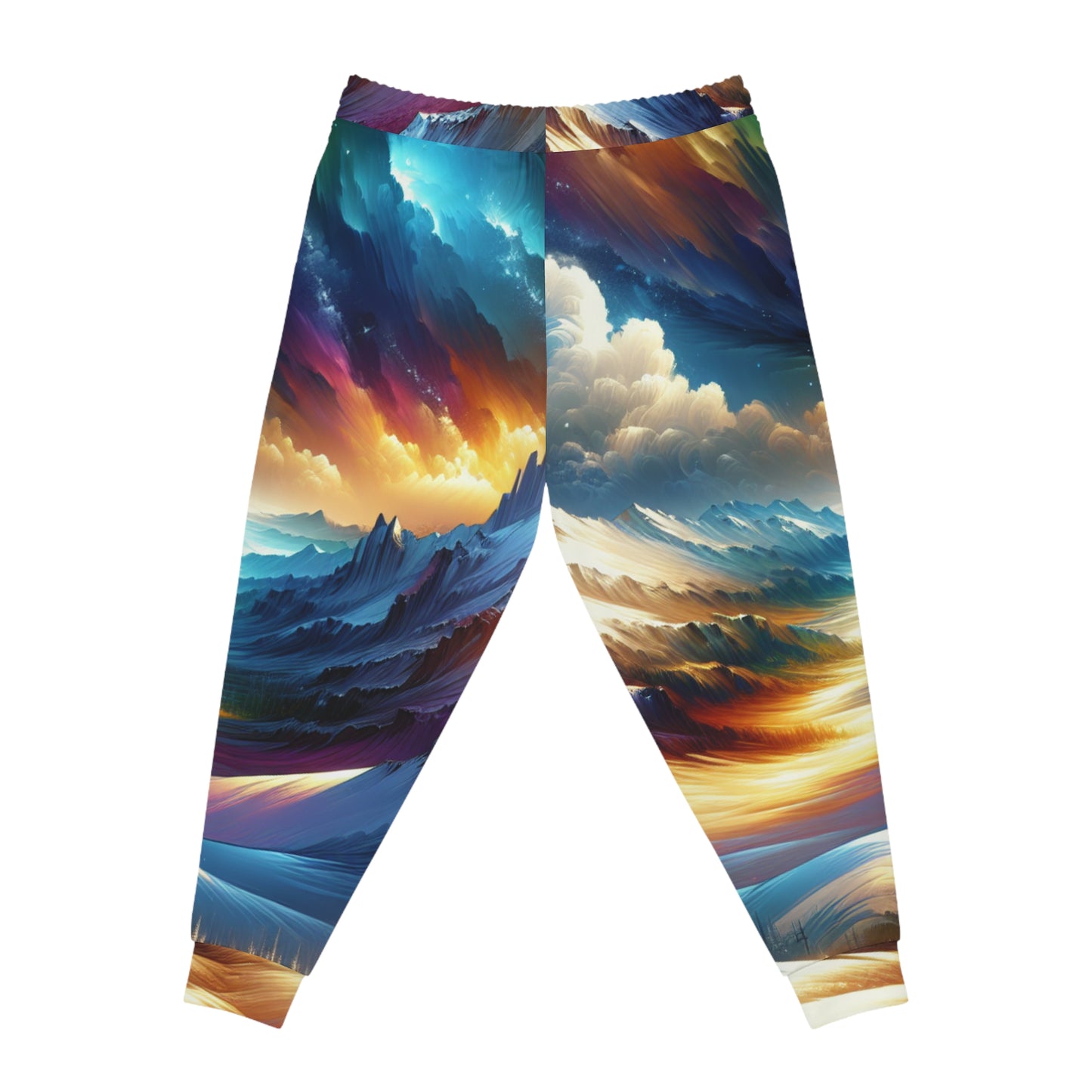 Winter Landscape Athletic Joggers - Colorful Snowy Mountains Panoramic View