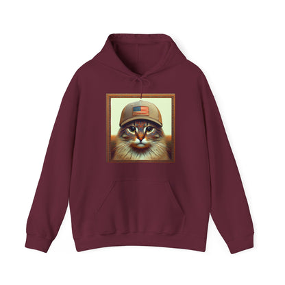 Cat in Cap USA Hoodie Sweatshirt