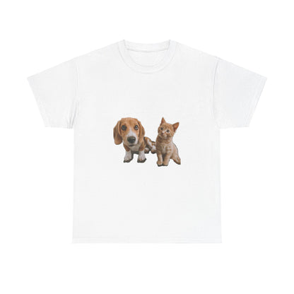 Amigos peludos amantes de las mascotas unisex camiseta de algodón pesado