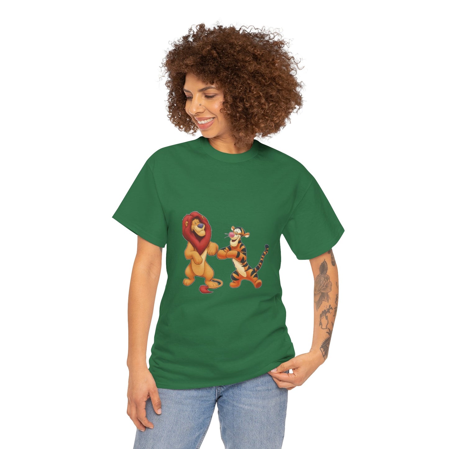 león y tigre unisex camiseta de algodón pesado