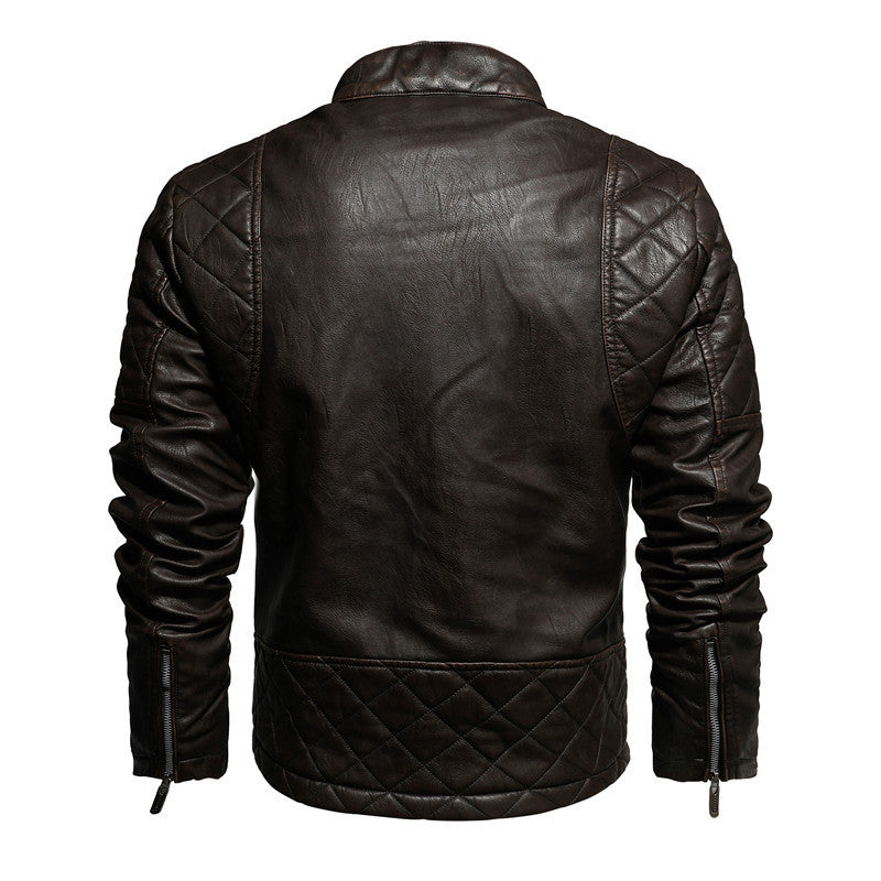Men's PU Leather Jacket - Stand Collar Zipper Jacket for Autumn & Winter