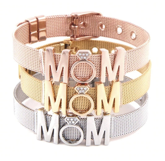 Stainless Steel Watch Chain Bracelet Mothers Day Diamond Crown Letter Bracelet