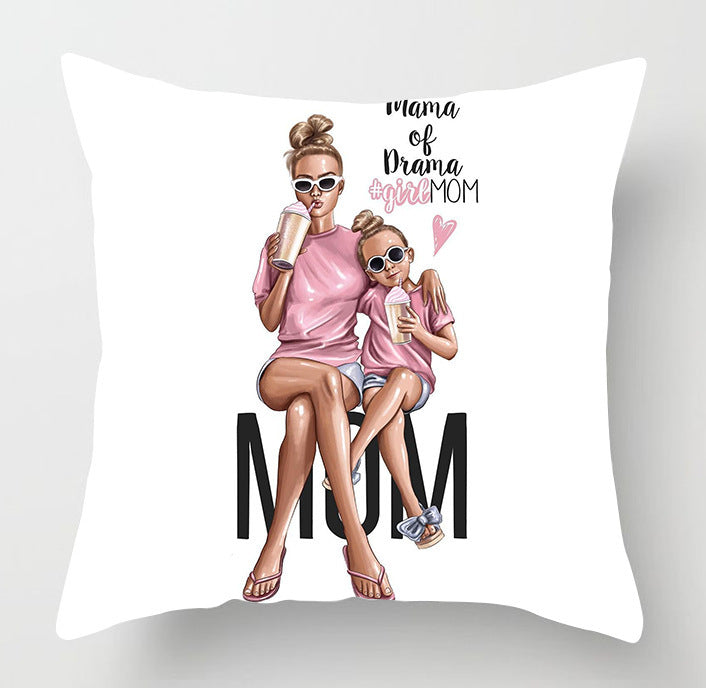 Parent-child Series Mother's Day Pillowcase Polyester Cushion