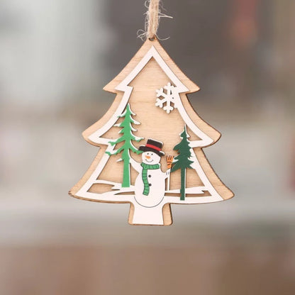 Christmas tree small pendant wooden five-pointed star bell pendant gift Christmas decoration wooden