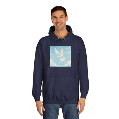 Bird Envelope College Hoodie - Pastel Romantic Minimalistic Design