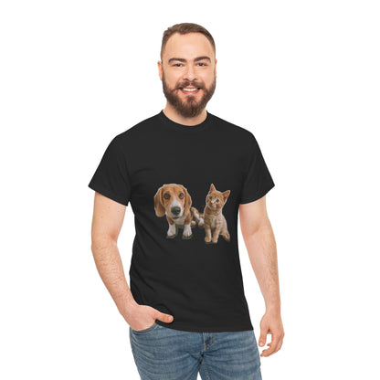 Amigos peludos amantes de las mascotas unisex camiseta de algodón pesado