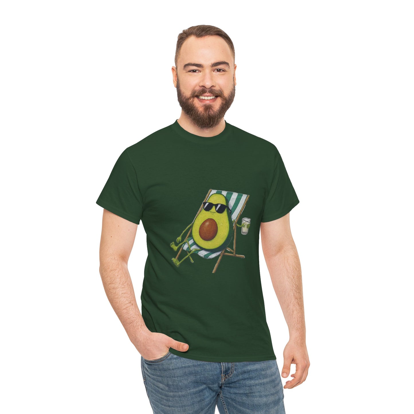 Camiseta unisex de algodón pesado con estampado de aguacate: comodidad y estilo para todos los días