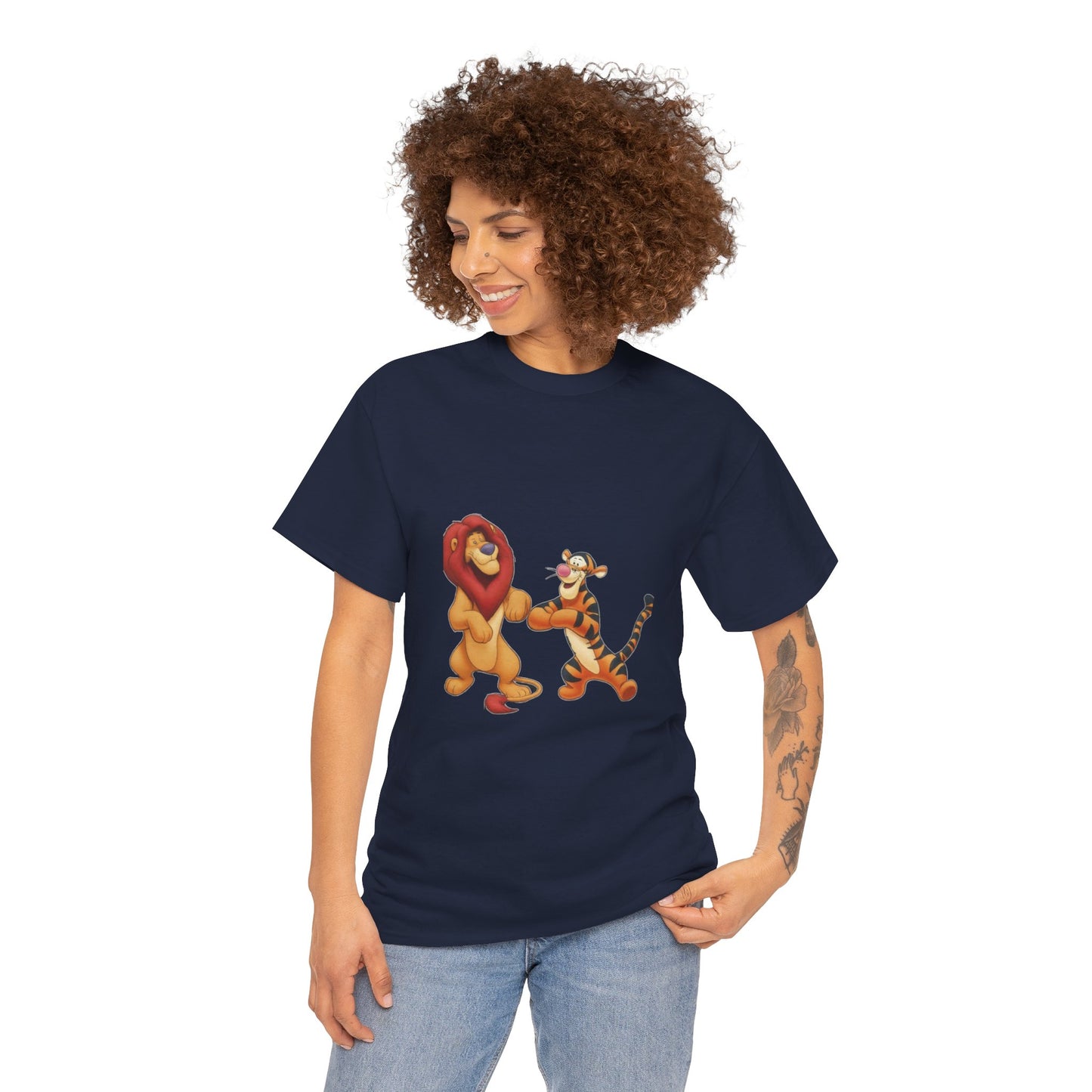 león y tigre unisex camiseta de algodón pesado