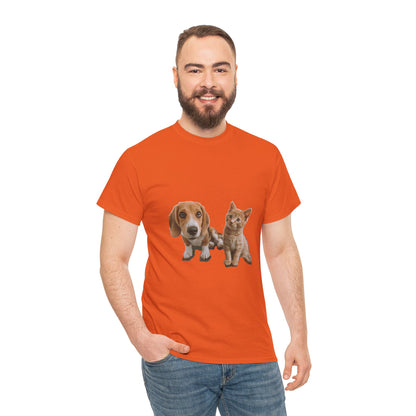 Amigos peludos amantes de las mascotas unisex camiseta de algodón pesado