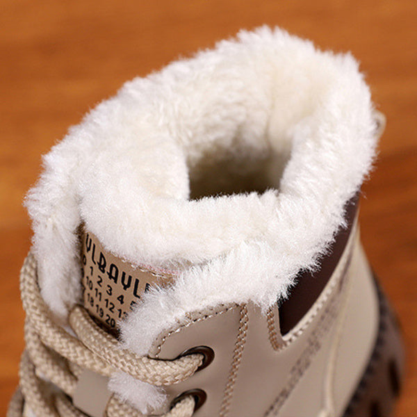 Ins Lace-up Snow Boots Winter Warm Fleece Flat Shoes For Women Fashion Casual Plush Ankle Boot