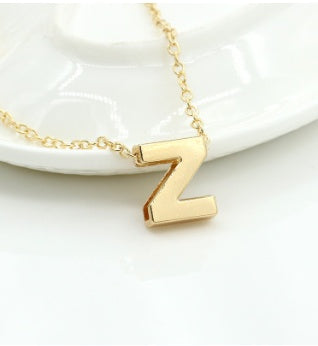 3D Bubble Initial Necklace – Gold Plated A-Z Letter Pendant (Stainless Steel, Dainty Personalized Jewelry)