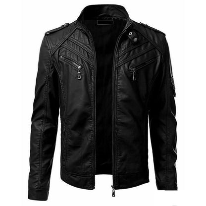 PU Leather Jacket | Slim & Zip-Up Design