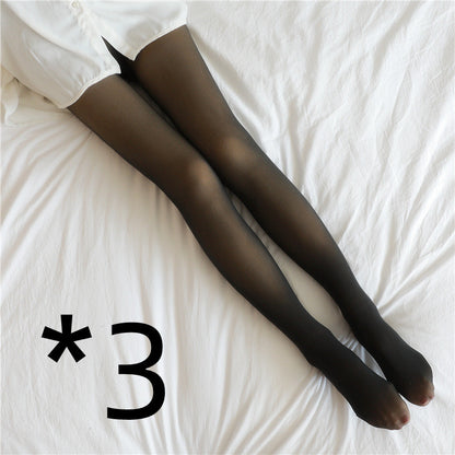 M2k Trends Fake Translucent Plus Size Leggings Fleece Lined Tights Fall And Winter Warm Fleece Pantyhose Women Fleece Lined Pantyhose Thermal Winter Tights