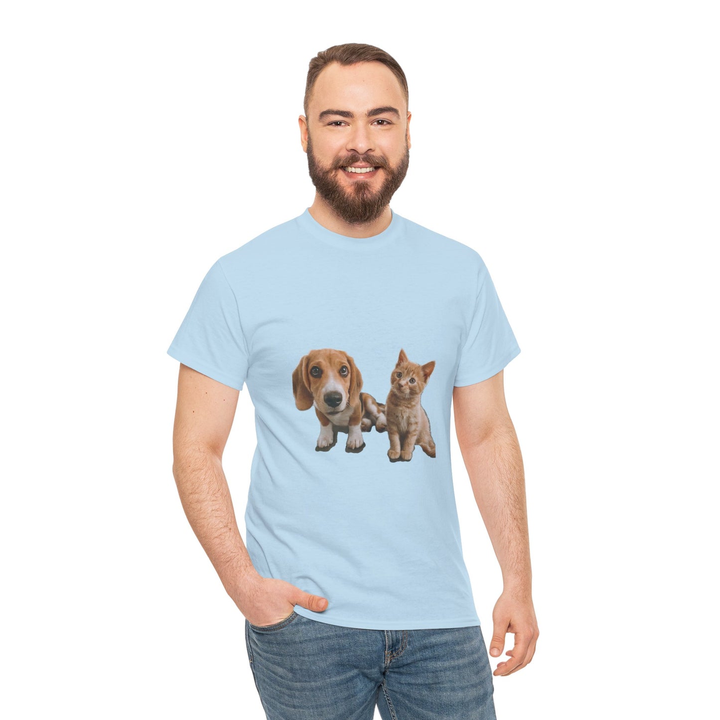 Amigos peludos amantes de las mascotas unisex camiseta de algodón pesado