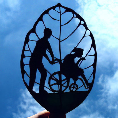 LEAF ART Adorno de hierro negro con forma de hoja del día de la madre