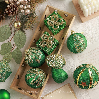 High-end Flocking Dark Green Christmas Ball Christmas Tree Decoration Pendant