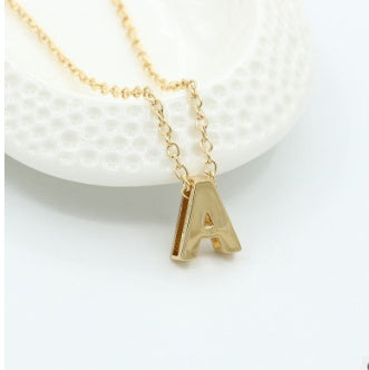 3D Bubble Initial Necklace – Gold Plated A-Z Letter Pendant (Stainless Steel, Dainty Personalized Jewelry)
