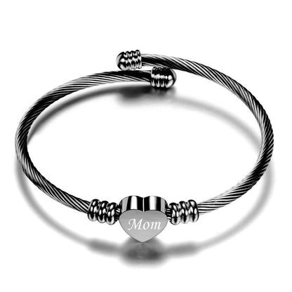 Pulsera Trenzada de Acero Inoxidable - Diseño Mamá