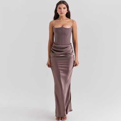 Sexy Slim Tube Top Long Dress – Backless Bandeau Evening Wear