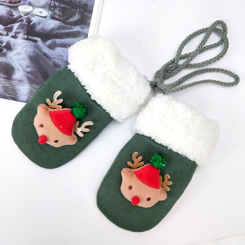 Plush thickened Christmas gloves