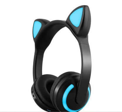 Auriculares inalámbricos con orejas de gato con reducción de ruido y luz LED