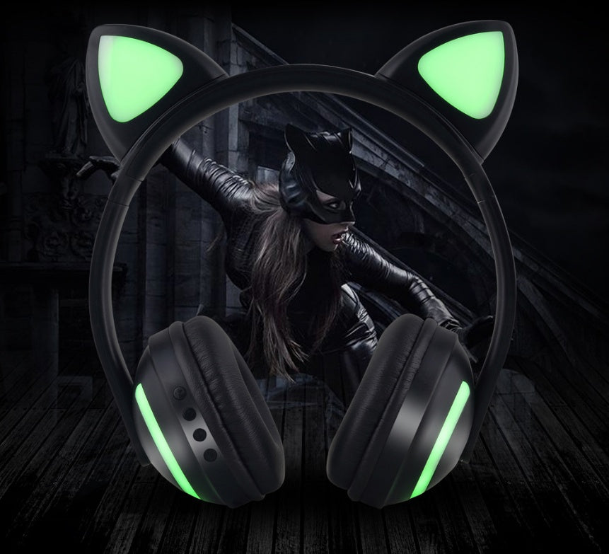 Wireless Cat Ear Headphones with Noise Reduction & LED Light