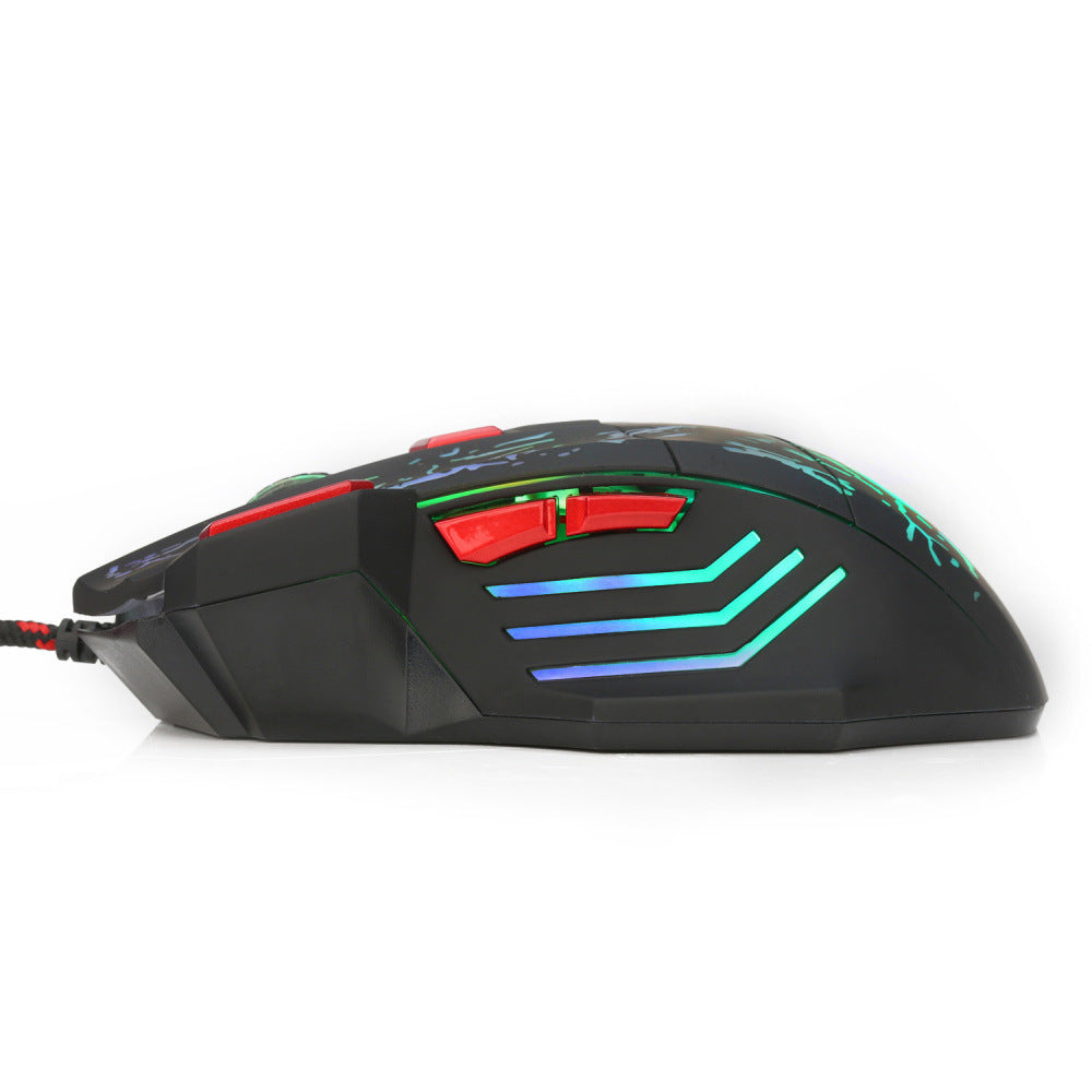 Water Crack Colorful Luminous Game Mouse Wired Mouse