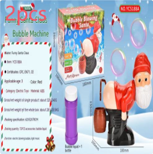 Electric Santa Claus Bubbles Machine Blowing Bubbles Music Light Entertainment Toy Prank Funny Ornament Christmas Gifts Christmas Decorations