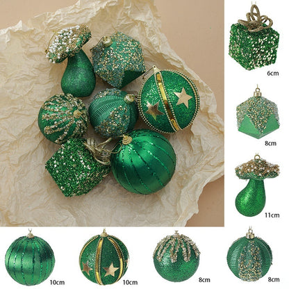 High-end Flocking Dark Green Christmas Ball Christmas Tree Decoration Pendant