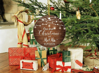 2023 Christmas Round Wooden Plaque Hanging Decoration Cross-border Christmas Hanging Decoration Souvenir