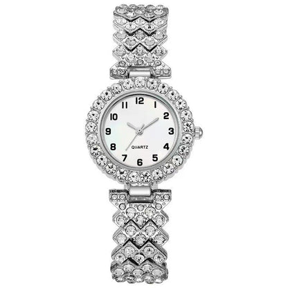 Luxury Women's Watch & Bracelet Set – Elegant Silver Quartz Wristwatch