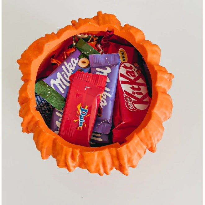 Melting Halloween Pumpkin Candy Bowl with Lid | Reusable Spooky Food Display